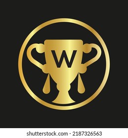 Trophy color doodle logo W  latter speech bubble Employee Appreciation Day. Business development vector template for banner,
card, poster, background.
