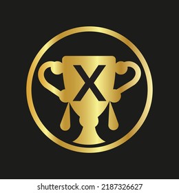 Trophy color doodle logo X  latter speech bubble Employee Appreciation Day. Business development vector template for banner,
card, poster, background.
