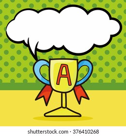 Trophy color doodle, speech bubble