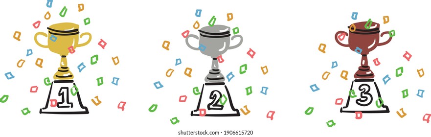 Trophy and colorful confetti image