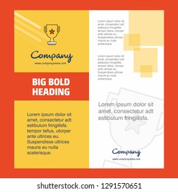 Trophy  Company Brochure Title Page Design. Company profile, annual report, presentations, leaflet Vector Background