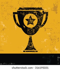 Trophy concept design, yellow grunge vector