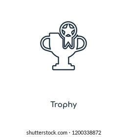 Trophy concept line icon. Linear Trophy concept outline symbol design. This simple element illustration can be used for web and mobile UI/UX.