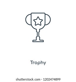 Trophy concept line icon. Linear Trophy concept outline symbol design. This simple element illustration can be used for web and mobile UI/UX.