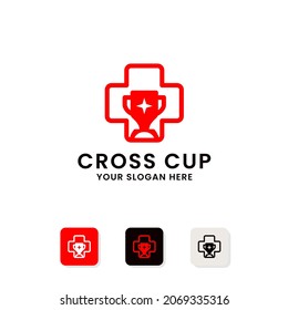 trophy cross health logo design, inspiration design for health and smart medical