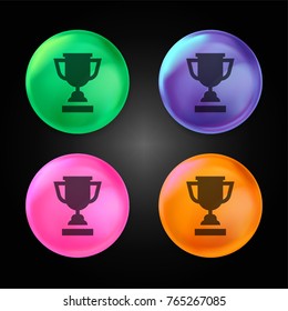 Trophy crystal ball design icon in green - blue - pink and orange.