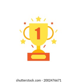 Trofeo con 1, un icono vector de diseño plano