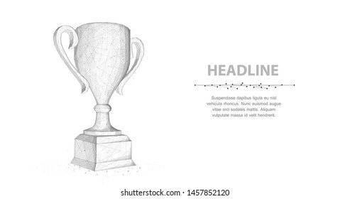 Trophy cup. Abstract vector 3d trophy isolated on white background. Champions award, sport victory, winner prize concept. Competition success, first place, best win, celebration ceremony symbol.