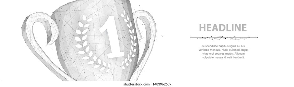 Trophy cup. Abstract vector 3d trophy isolated on white background closeup Champions award, sport victory, winner prize concept Competition success, first place, best win, celebration ceremony symbol.