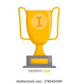 Trophy Cup, Award or Champions Cup. Golden Goblet vector cartoon illustration.