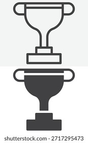 Trofeo de premio de la taza de diferentes iconos de estilo. Línea y contorno con versión de icono sólido, signo de Vector de trazo editable y símbolo. Icono de copa de trofeo por logro y premio.