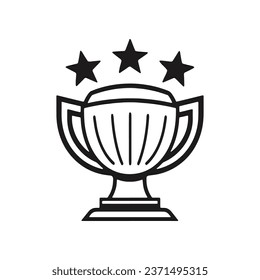Trophy cup, award icon. Champion cup isolated on white background.