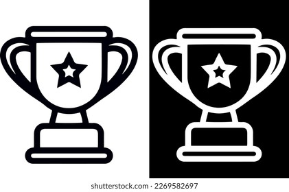 Diseño vectorial del icono del premio Trophy Cup en blanco y negro