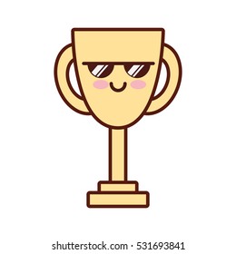 trophy cup award kawaii isolated icon vector illustration design