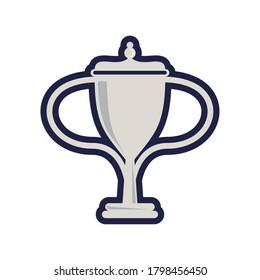 diseño de ilustración vectorial de icono de línea de premio de copa trofeo y estilo de relleno
