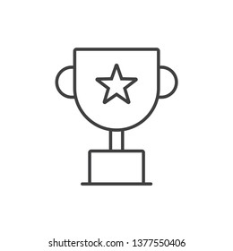 Trophy cup, award line icon.