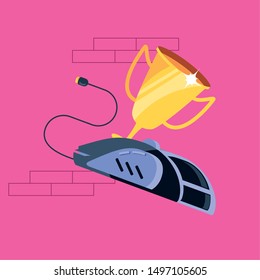 trophy cup award with mouse