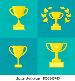 Trophy cup, award symbol. Flat style. Stock vector illustration for Your design.