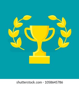 Trophy cup, award symbol. Flat style. Stock vector illustration for Your design.