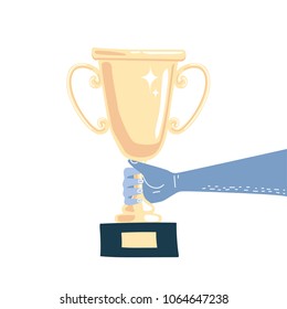 Trophy cup, award, vector icon in flat style