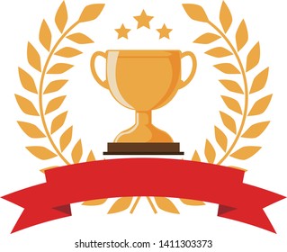 Trophy cup, award, vector icon in flat style.champion golden trophy .