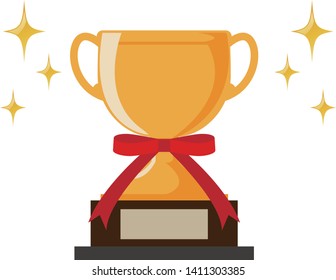 Trophy cup, award, vector icon in flat style.champion golden trophy .