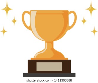 Trophy cup, award, vector icon in flat style.champion golden trophy .