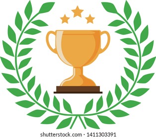 Trophy cup, award, vector icon in flat style.champion golden trophy .