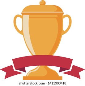 Trophy cup, award, vector icon in flat style.champion golden trophy .