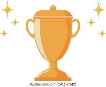 Trophy cup, award, vector icon in flat style.champion golden trophy .
