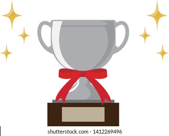 Trophy cup, award, vector icon in flat style.champion silver trophy .