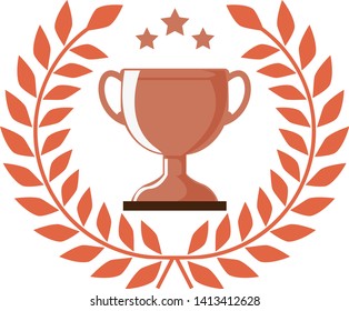 Trophy cup, award, vector icon in flat style.champion bronze trophy .
