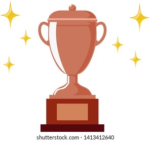 Trophy cup, award, vector icon in flat style.champion bronze trophy .
