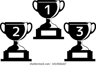 Trophy cup, award, vector icon in flat style.champion bronze trophy .gold trophy. silver trophy.