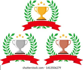 Trophy cup, award, vector icon in flat style.champion bronze trophy .gold trophy. silver trophy.