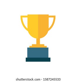 Trophy cup, award, vector icon in flat style on white background