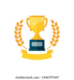 Trophy cup, award, vector icon in flat style.