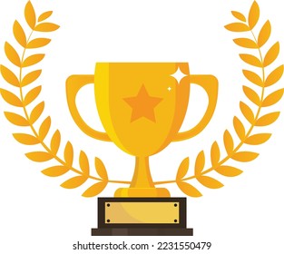 Trofeo, premio, icono vector en estilo plano