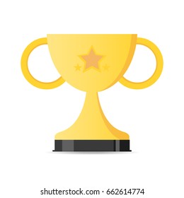 Trophy cup, award, vector icon in flat style on white background.