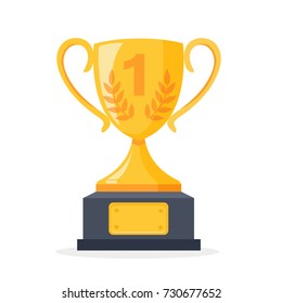 Trophy cup, award, vector icon in flat style