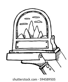 trophy cup award as a winner in a competition in hand drawing 