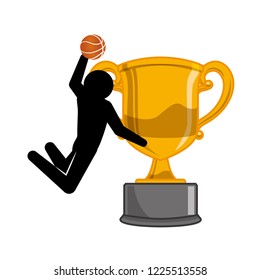 trophy cup with basketball player silhouette