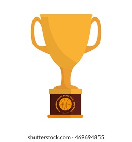 trophy cup basketball winner league game sport award vector  illustration