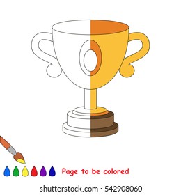 Trophy Cup to be colored, the coloring book to educate preschool kids with easy kid educational level to color the colorless half by sample..