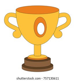 Trophy Cup cartoon. Outlined illustration with thin line black stroke