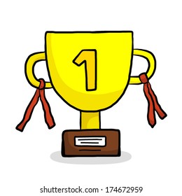 trophy cup / cartoon vector and illustration, isolated on white background.