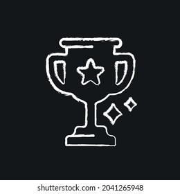 Trophy cup chalk icon. Vector isolated black illustration