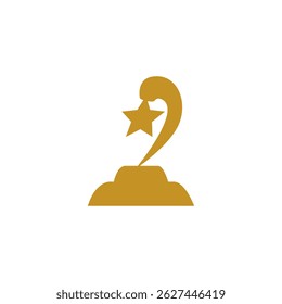 Trophy cup champion award vector logo design