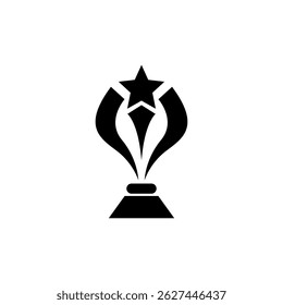 Trophy cup champion award vector logo design