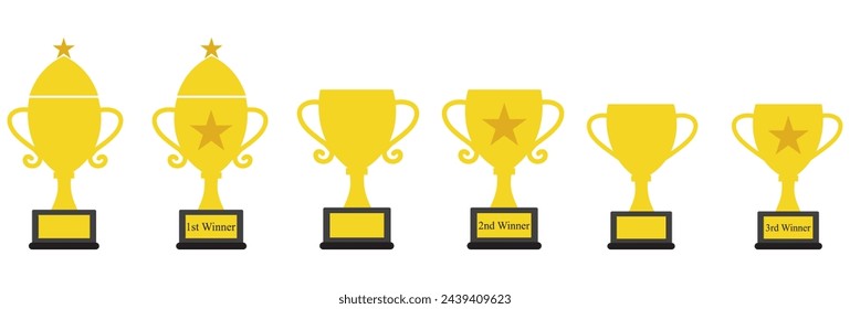 Trophy cup. Champion trophy, shiny golden cup and falling confetti, sport award. Winner prize, champions realistic vector celebration winning concept.